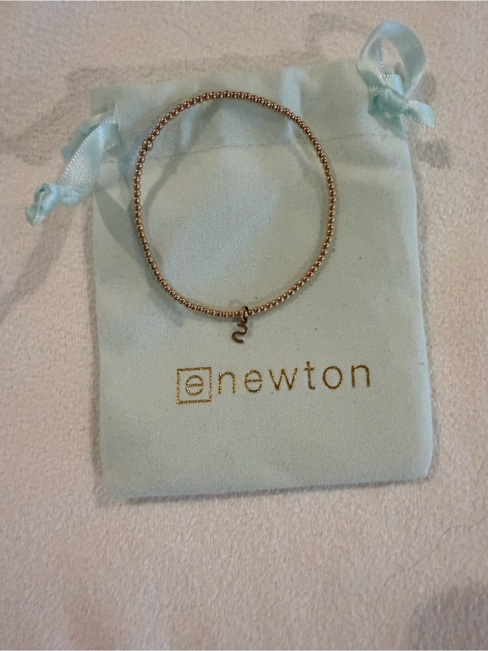 ENewton Gold Beaded Bracelet with 'S' Charm